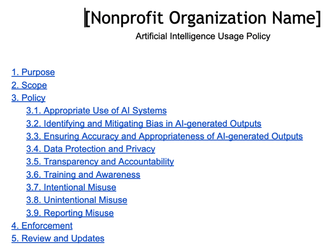 nonprofit ai acceptable use policy